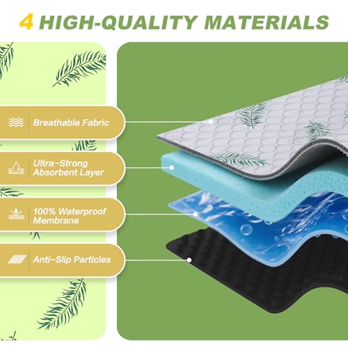 WanpeeGoo Washable Pee Pads for Dogs, 2Pack Reusable Puppy Pads, Super Absorbent & Leakproof Dog Pads, Anti-Slip Dog Pee Pads for Puppy Training & Incontinence, Leaf Pattern 24"x36" - color: Leaf Pattern, size: 24"x36"(Pack of 2)