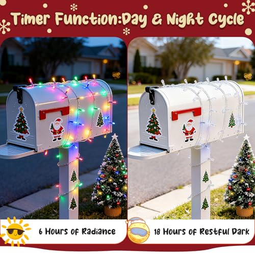 cshare Christmas String Lights Outdoor Waterproof 9.8ft 30 LED, Muliticolor Fairy Lights Battery Operated with Timer Clear Wire for Indoor & Outdoor Christmas Decorations Garland Party Garden - color: Multicolor
