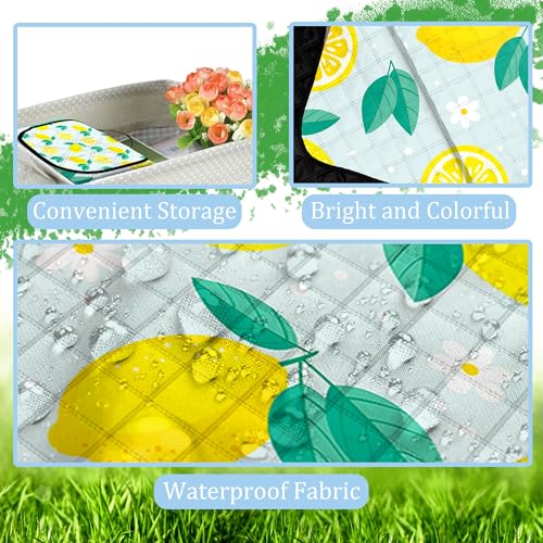 Extra Large Picnic Blanket Waterproof,80"x 80"Foldable Machine Washable Beach Blankets,Outdoor Blanket for 6-8 Adults,Picnic Mat Suitable for Indoor Crawling,Park Beach,Camping,Hiking,Travel(Lemon) - color: Yellow Lemon, size: 6'8" x 6'8" (Square)