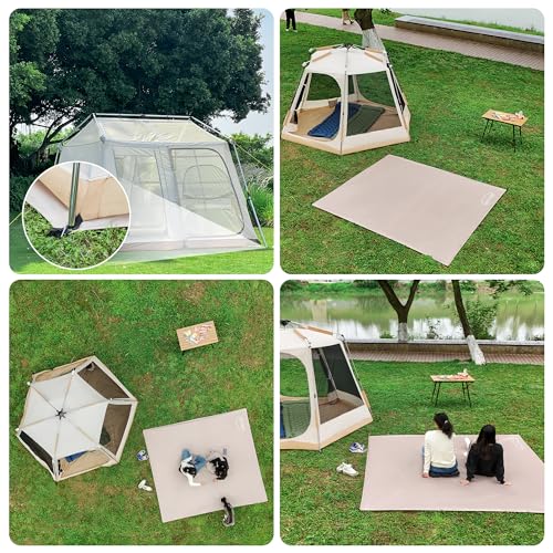 ONTYZZ Khaki Rectangle Tent Footprint Waterproof Camping Tarp Two in One Ground Sheet Mat and Tent Tarp for Camping Outdoor Hiking Beach Picnic, 210 * 240㎝ - color: Rect.- 210*240㎝