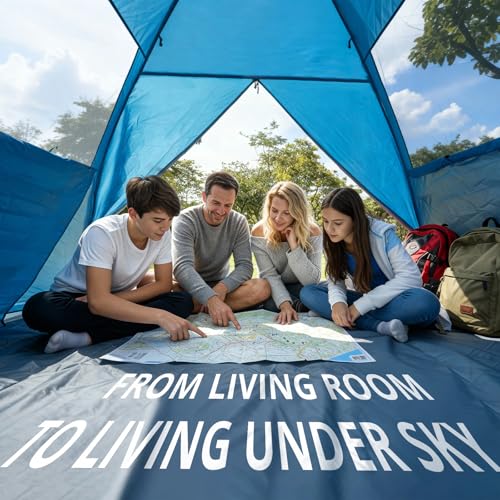 CAMEL CROWN Beach Tent UPF 50+ Sun Shelter for 2/3/5/6 Person, Lightweight Portable Sun Shade with Sand Anchor, Family Beach Day & Outdoor Adventures - color: Aqua Blue, size: 5/6 Person