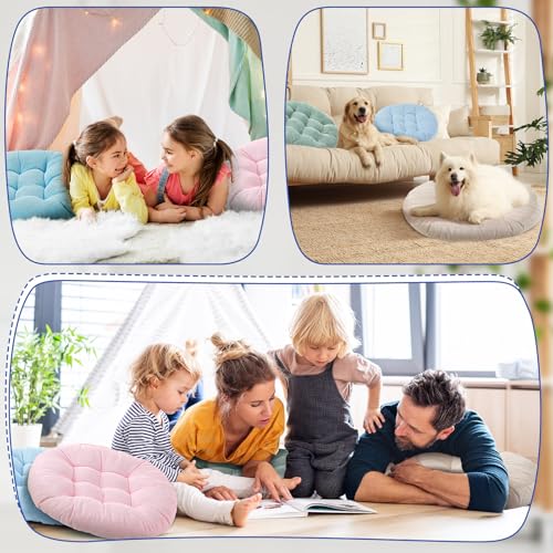 Jerify Floor Pillow Cushions Large Round Square Large Meditation Floor Pillow for Classroom Adult Meditation Picnic Party Seating Learning Daycare School(Round,Light Colors,4 Pcs) - color: Light Colors, size: Round
