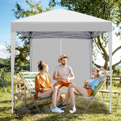 VINGLI 6.5x6.5 Pop Up Canopy Tent with Sidewalls, Outdoor Gazebo Canopy Tent, Patio Event Tents Outdoor Event Shelter for Parties (White) - color: White, size: 6.5x6.5