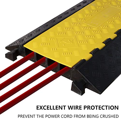 1 Pack Rubber Cable Ramp Hose Cable Protector Ramp 4 Channel 22000Lbs Load Capacity Traffic Speed Bump Wires Power Lines Extension Cord Cover for Indoor Outdoor - color: 22000lbs-4channel-1pack