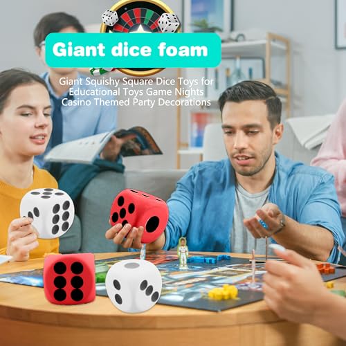2 Pieces 6 Inches Large Foam Dice Set Giant Foam Dice Soft Dot Dice Toy for Family Educational Toys Parent Child Board Games Nights Casino Themed Party Decoration (Color Set 7) - color: Color Set 7