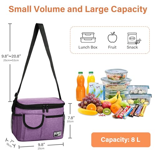 Tirrinia Insulated Lunch Bag for Women Men, Leakproof Lunch Box Containers for Adult, Work, School, Soft Lunchbox for Kids,Boys, Adult Cooler Bag for Picnic Hiking Beach,Purple - color: Purple, size: Medium -8L