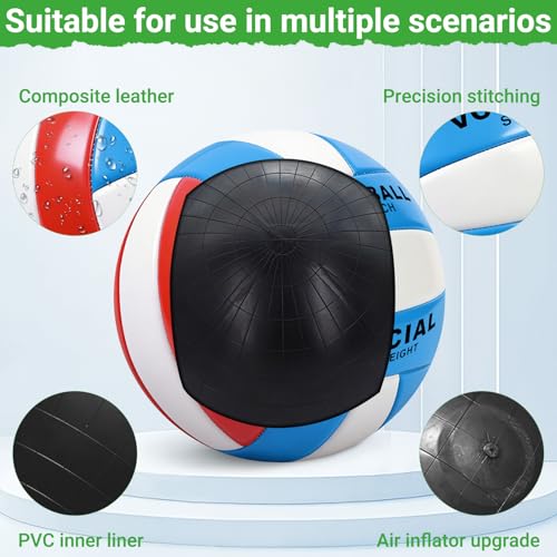 6 Pack Volleyballs Official Size 5, Waterproof Soft Volleyball With Pump and Net Bag for Indoor Outdoor Beach Pool Water Gym Training - Competition Volley Ball for Training Match for Beginner - color: Blue-Red-White
