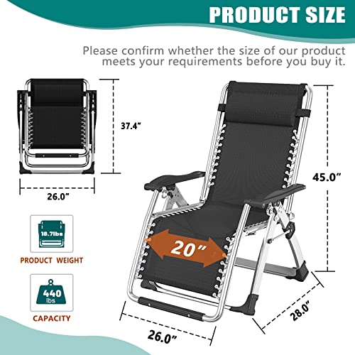 DoCred Zero Gravity Chair, Lawn Recliner, Reclining Patio Lounger Chair, Folding Portable Chaise with Detachable Soft Cushion, Cup Holder, Headrest - color: Smoky Gray, style: Zero Gravity Chair