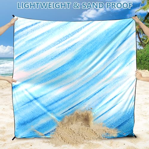 AISPARKY Beach Blanket Waterproof Sandproof Lightweight Durable Compact Sand Free Beach Mat 79”x 83” for 1-4 Adults for Festival Travel Camping Hiking Picnic Blanket (Slanting-BL&W) - color: Slanting-bl&w-ripple