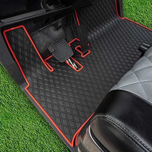 Xtreme MATS Golf Cart Rubber Floor Mat Compatible with Yamaha Drive2 EFI QuieTech Models Only (2017-2026) & UMAX Rally 4x4 - Black with Red Trim - color: Red Trim, size: Drive2