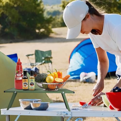 Small Folding Camping Table, Ultralight Portable Mini Beach Table with Carry Bag, Compact Low Side Picnic Tables Aluminum for Beach Camping, Green - color: Green