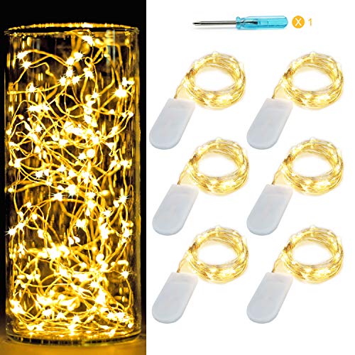 6 Pack Fairy Lights Battery Operated No Remote LED Starry String Lights 30 Micro Starry LEDs on 10ft Silvery Copper Wire Light for DIY Wedding Centerpiece Table Decorations (Warm White) - color: Warm White, size: 10ft