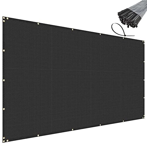 SunnyRoyal 4' x 25' Black Privacy Fence Screen Heavy Duty Windscreen Mesh Fencing Shade Fabric with Brass Grommets for Outdoor Fence Garden Patio Swimming Pool - color: Black, size: 4' x 25' Standard size