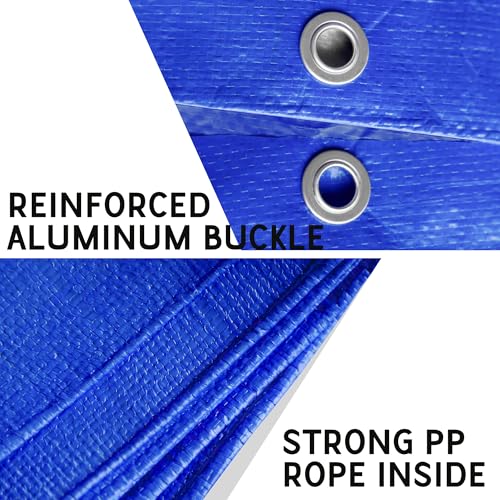 STARPYNG-7 Mil Blue 6x8 Feet Tarp-Multifunctional Blue Waterproof Tarpaulin-Waterproof, UV Resistant, Rip and Tear Resistant, Poly Tarpaulin with Reinforced Edges for Cover - color: Blue, size: 6x8FT