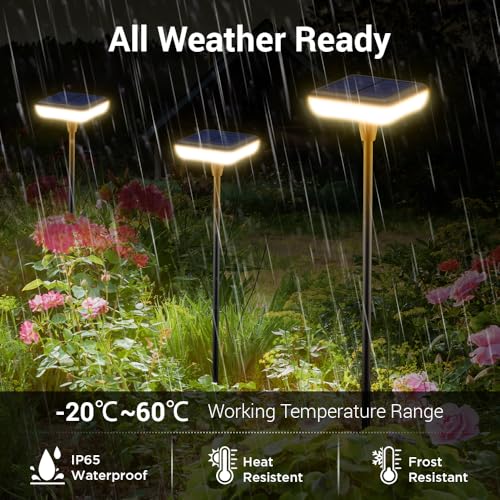 Solar Pathway Lights Outdoor 6 Pack Solar Powered Garden Lights 12H Long Lasting Auto On/Off Solar Swaying Light IP65 Waterproof for Planter Flowers Landscape Lighting Decoration Warm White - size: 6 Pack