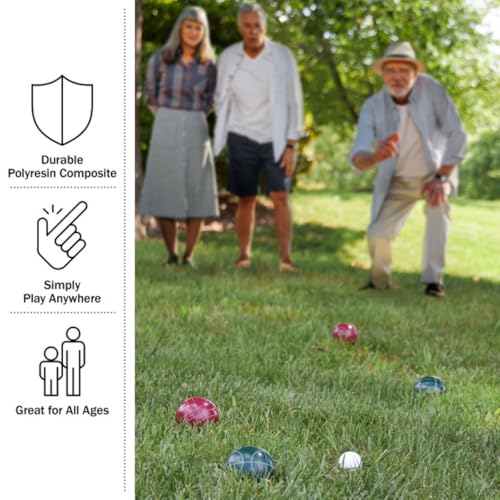 Trademark Games Bocce Ball Set Regulation Size - Lawn Game for Backyard or Beach - Includes Red and Green Bocce Balls, Pallino, and Carrying Case