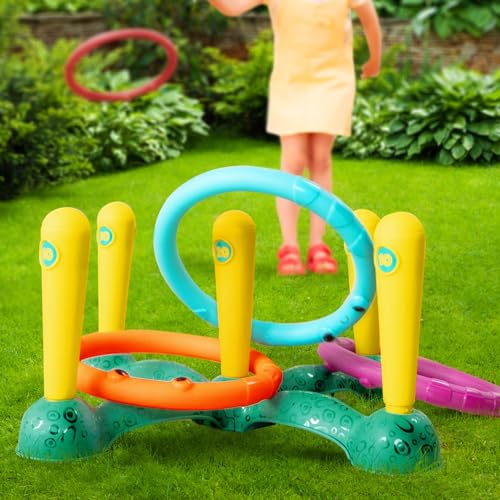 B. toys – Ring Toss Game – Indoor & Outdoor – Sling – a – Ring Toss – 12 Pieces – 5 Pegs & 5 Colorful Rings – for Toddlers, Kids – 3+ Years - style: Ring Toss Game