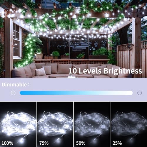 2 Pack Fairy String Lights Plug in, 33Ft 100 Micro Starry LED Outdoor String Lights with 8 Modes Timer Dimmable IP68 Full Waterproof Twinkle Lights for Bedroom Garden Christmas Home Decor (Cool White) - color: 2 Pack Cool White