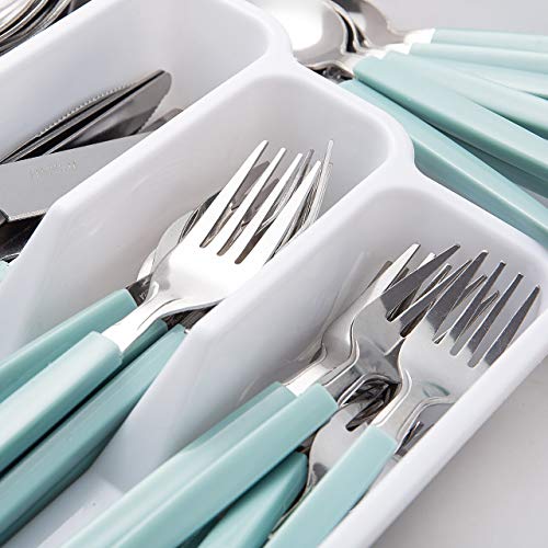 40 piece Stainless Steel Kitchen Flatware set with organizer, Camping Silverware set with color handles set of 8