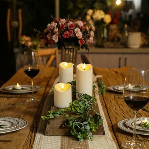 Homemory Flameless Candles with Timer and Remote Control, Battery Operated LED Candles, Realistic Fake Plastic Candles for Wedding, Festival, Home Decor, Waterproof Outdoor, D3”H4”6”8” - color: Ivory White, size: D3"H 4"6"8"