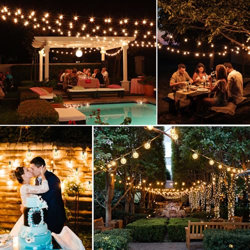 Yusist 200FT Solar String Lights Outdoor Waterproof with Remote,G40 Solar Powered String Lights with 60+3 LED Shatterproof Bulbs, Dimmable Solar Patio Hanging Lights for Outside Backyard Party - size: 200FT