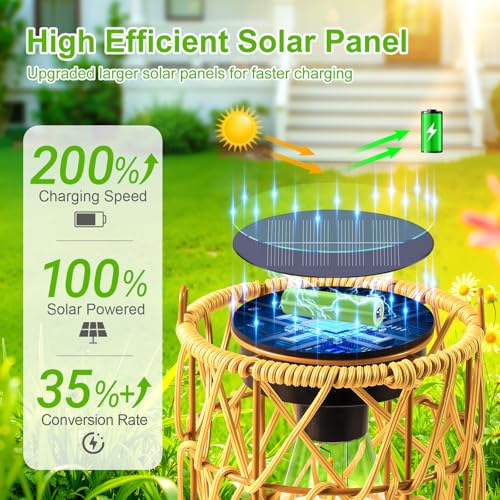 KOOPER Solar Lantern Outdoor Lights, 4 Pack Bright Hanging Solar Lanterns Outdoor Waterproof with Handle, Decoration Rattan Lanterns for Outside Hanging Garden Patio Yard Porch Trees Lawn Pathway Gift - style: 4 Pack