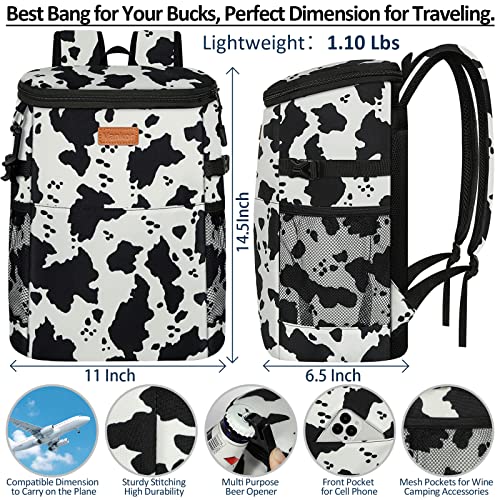 Camping Cooler Backpack 30 45 Cans, Soft Backpack Coolers Insulated Leak Proof Travel Cooler Bag Waterproof Lunch Picnic Beach Work Trip Thermal Bag Drink Beverage Beer Bag Cooler - color: Black White Spots, size: 30 Cans