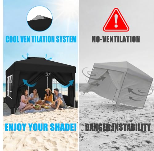 SANWAY 10x10 Pop Up Canopy Tent with Sidewalls x 4 – Easy Setup Canopy Tent, Waterproof, UV-Resistant, Portable with Carry Bag for Outdoor Events, Camping, and Backyard Parties – Black - color: Grey (Canopy with 4 Sidewalls)