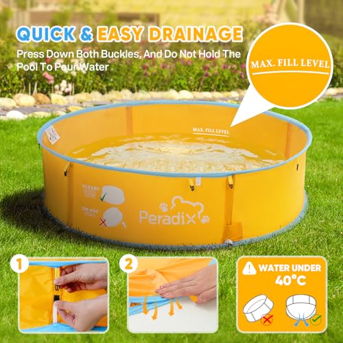 Peradix Baby Beach Tent, Paddling Pool for Kids & Pets with UV Sun Shelter Canopy, Mosquito Net - Portable Pop Up Infant Ball Pit Tent, Toddler Wading Pool, Perfect for Summer Beach Fun - color: Yellow-blue