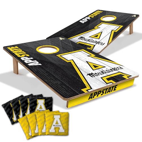 YouTheFan NCAA 2’ x 3’ Wood Cornhole Game with Logo Bags - color: Appalachian State Mountaineers, size: 2' X 3'