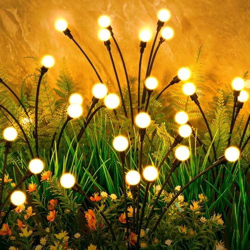 ASMAD Solar Lights Outdoor(12-Pack, 96 LEDs), Solar Garden Lights, Outdoor Decorations, Firefly Light for Patio Decor, Big Bulb, Unique Gifts for Women, Gifts for Grandma - color: 12 Pack-96 LEDs