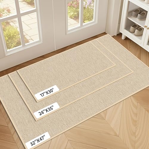 Indoor Door Mats 24"x36" Door Mat Indoor Entrance Resist Dirt Inside Washable Non Slip Entry Rugs for Entryway, Beige - color: Beige, size: 24"x36"