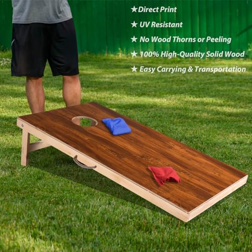 Sportdo Cornhole Set 4'x2' Cornhole Board Sets with Bags Regulation Size, Corn Hole Games for Adults Outdoor Bean Bag Toss Game, Solid Wood