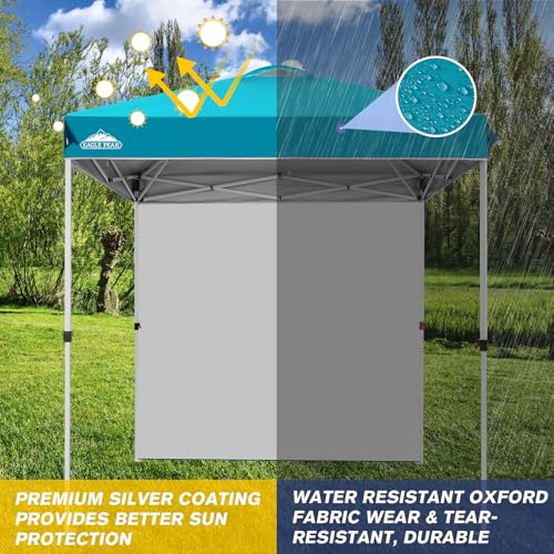 EAGLE PEAK Commercial Canopy 6.6x6.6 Pop Up Canopy Tent with 1 Sidewall, Easy Setup Heavy Duty Instant Event Shelter for Vendors & Markets, Outdoor Sun Shade, Turquoise - color: Turquoise, size: 6.6x6.6