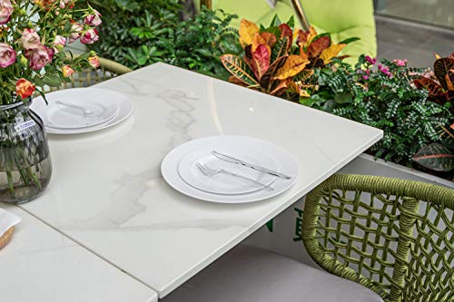 POSATE 60PCS White Disposable Plastic Plates, Heavy Duty Plates for Wedding/Party, 30PCS Dinner Plates 10.25’’ and 30PCS Dessert/Salad Plates 7.5’’, White Plates for Party Event - color: White