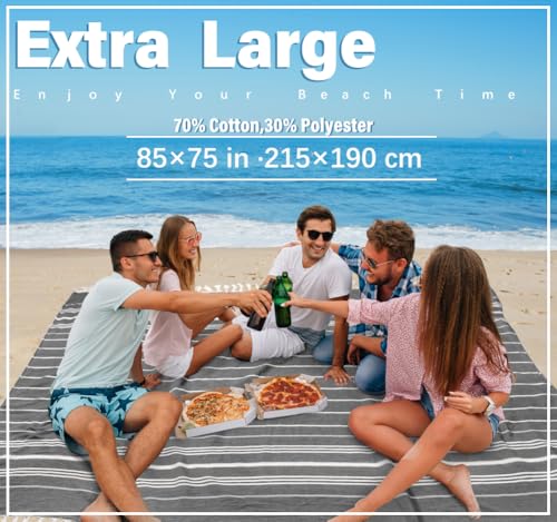 Giant Turkish Beach Towel Blanket 85x75 Cotton XXL Extra Large Oversided Bath Pool Blankets XL Huge Bed Sand Free Throw Towels Picnic Outdoor Big Quilt Necessities Cloud Gifts for Adult Black - color: Black, size: XXL(85×75 in,215×190 cm)
