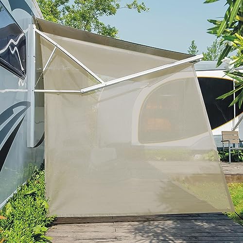 Dulepax RV Awning Side Shade- 9'X7' -Second Generation RV Awning Side Shade Screen Significantly Improves Shadew and Privacy.Universal RV Screen with Complete Kit - color: Beige, size: 7x9 Side Shade