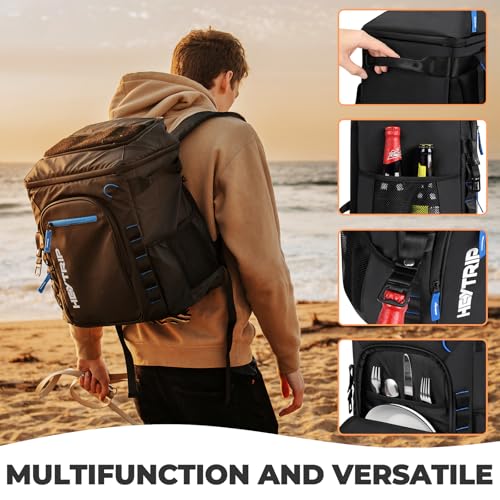 Heytrip Backpack Cooler 36/54 Cans, Insulated Portable Large Leakproof Waterproof Cooler Bag, 20 Hours Cold Retention for Lunch Camping Travel Beach Picnic - color: Black - 36 Cans