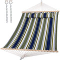 SUNCREAT Double Hammocks 2 Person with Extra Large Pillow, Non Fading Tree Hammocks for Outside, Blue&Aqua - color: Blue&aqua
