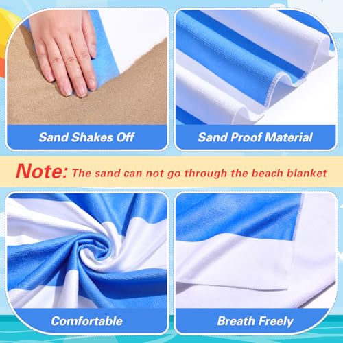 Peryiter Checkered Giant Beach Blanket 71 x 71 Inch Oversized Sandproof Towel Stripe Microfiber Quick Dry Lightweight Huge Blanket for Summer Hawaii Beach Travel Essentials Accessories(Blue) - color: Blue