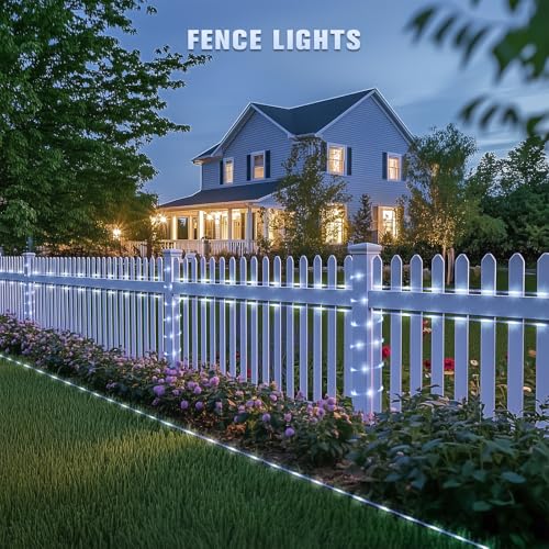 JMEXSUSS 2 * 200 LED White Solar Rope Lights, 66ft IP 65 Waterproof Solar String Light Outdoor, 8 Modes Christmas Lights for Camp Trampoline Ladder Slide Tent - color: White, size: 2*200 LED