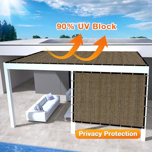 Artpuch Outdoor Pergola Shade Cover 4x4 FT Sun Shade Cloth with Grommets Mocha Commercial Grade Patio Privacy Screen Shade Canopy (Customized Available) GN04 - color: Mocha, size: 4' X 4' Customized