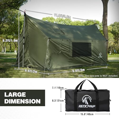 REDCAMP Large Hammock Hot Tent with Stove Jack, Waterproof & Windproof Winter Wall Tent with Snow Skirt, Ultralight 4 Season Tents for Camping, Hiking, Bushcraft, Backpacking, Hunting - style: Army Green/Tent