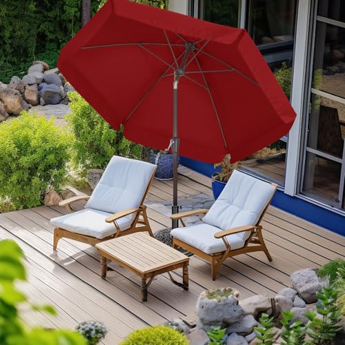 ABCCANOPY 7.5ft Scalloped Patio Umbrella, Outdoor Table Umbrella with Tilt and Crank, Fiberglass Ribs Deck Umbrella for Patio, Pool, Garden, Picnic (Burgundy) - color: Burgundy, size: 7.5FT