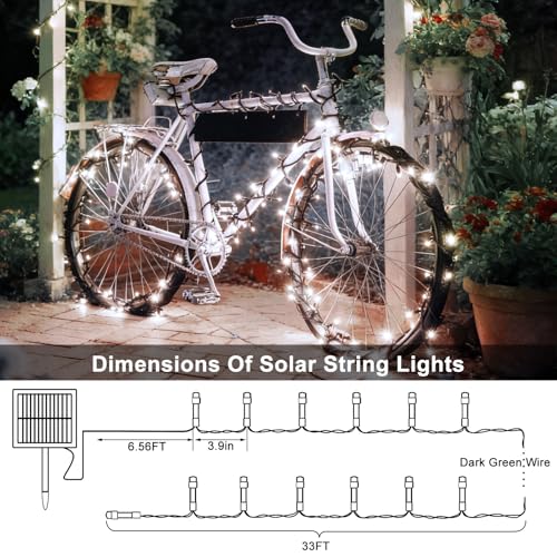 4 Pack Solar String Lights, Total 132Ft 400 LED Solar Powered Twinkle String Lights Waterproof with 8 Lighting Modes Green Wire for Patio Garden Party Yard Wedding Decors (Cool White) - color: Cool White