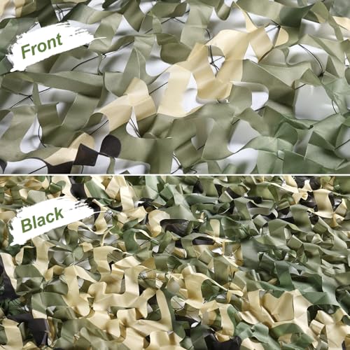 Camo Netting Camouflage Netting 6.5ft×10ft,10ft×10ft, 20ft×20ft,with Mesh Backing, Hunting Blind Nets, Sunshade Canopy, Army Tarp Fence Net for Party Decoration, Photograph and Car Cover - color: 5 Color Woodland, size: 6.5ftx10ft