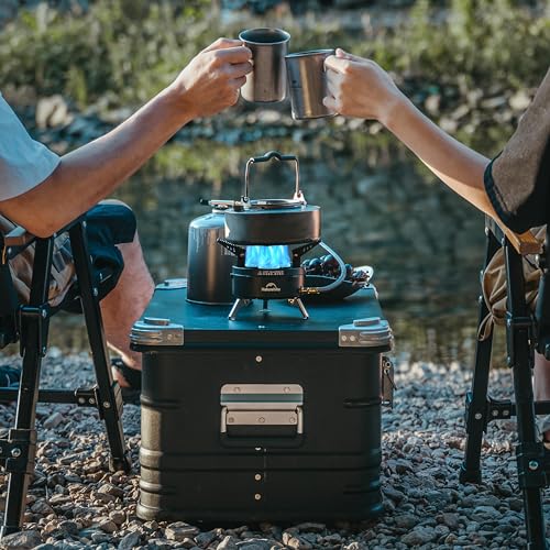 Naturehike Camping Gas Stove for IGT Table, Portable Isobutane Stove with Storage Bag & Foldable Brackets, 3 Burners Camp Stove for Outdoor Car Camping Cooking Tailgating