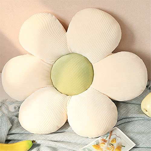 LEHU Flower Pillow, Flower Shaped Seating Cushion -Cute Daisy Pillow for Girls Tweens Room Decor Flowe Floor Pillow for Reading and Lounging Comfy (White + green-23'') - color: White + Green, size: 23''
