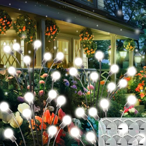 2026 Upgraded Solar Lights Outdoor, 8 Pack Solar Garden Lights with 2 Modes, Firefly Lights Outdoor Waterproof, Sway by Wind, Twinkle Firefly Light for Yard Patio Path Garden Decoration (Cool White) - color: Cool White, size: 8 Pack