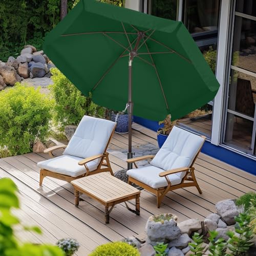 ABCCANOPY 7.5ft Scalloped Patio Umbrella, Outdoor Table Umbrella with Tilt and Crank, Fiberglass Ribs Deck Umbrella for Patio, Pool, Garden, Picnic (Green) - color: Green, size: 7.5FT